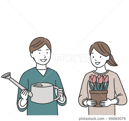 couple enjoying gardening 99860076