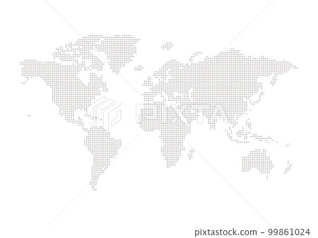 Gray world map - simple round dot world map 99861024