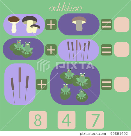 count the frogs and mushrooms in the picture and put the correct number 99861492