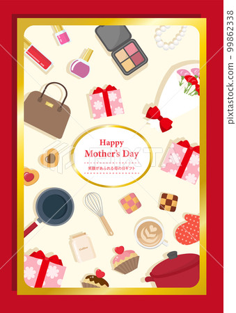 Mother's Day gift flyer image background red _ gold frame 99862338