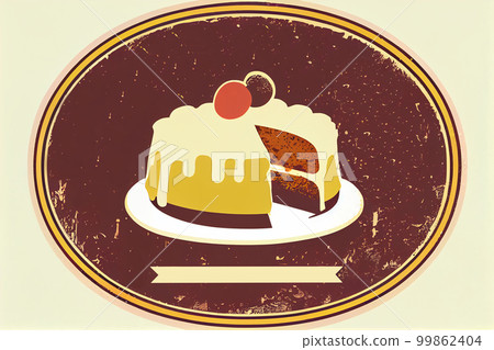 Cake logo, kitschy vintage retro simple style, with copy space 99862404