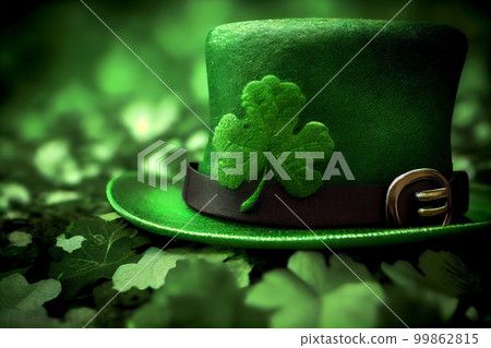 Leprechaun hat on green background 99862815