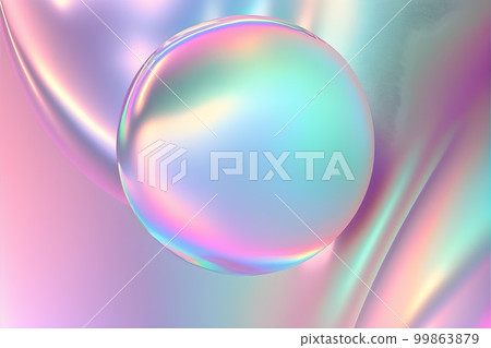 Holographic wallpaper background with floating bubbles in the liquid. Hologram texture Holographic wallpaper background with floating bubbles in the liquid. Hologram texture 99863879