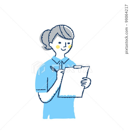 Young woman filling out with a binder 99864217