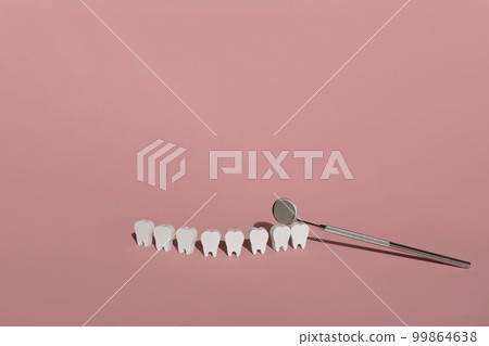 Dental models and dental steel instruments for the examination of the oral cavity for the presence of caries and other dental problems 99864638