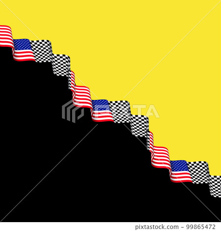 USA and race checkered flag ribbon USA and race checkered flag ribbon 99865472