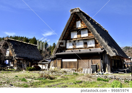 World Cultural Heritage Shirakawa-go Gassho-zukuri Village in Spring 99865974