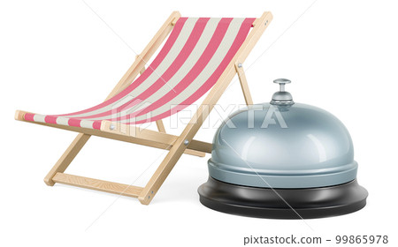 Fabric deckchair with reception bell, 3D rendering 99865978