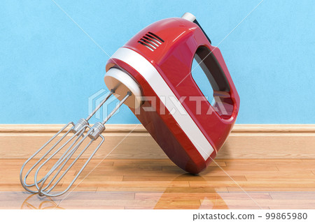 Hand kitchen mixer in room near wall, 3D rendering Hand kitchen mixer in room near wall, 3D rendering 99865980