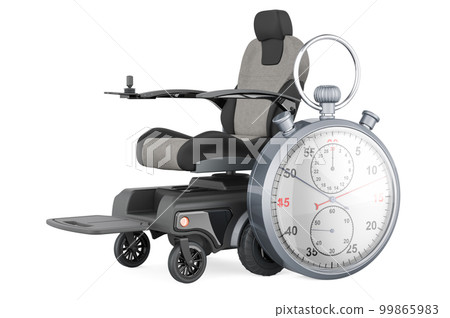 Indoor Powerchair, Electric Wheelchair, Motorized Power Chair with stopwatch, 3D rendering 99865983