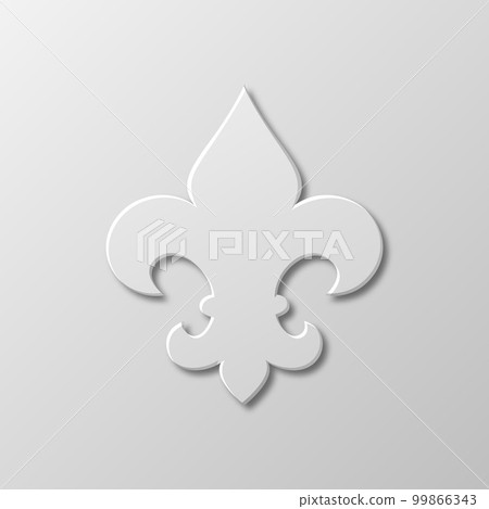 Vector Realistic Paper 3d Fleur De Lis Closeup on White Background. Heraldic Lily Sign, Vector Illustration Vector Realistic Paper 3d Fleur De Lis Closeup on White Background. Heraldic Lily Sign, Vector Illustration 99866343