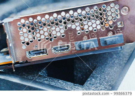 hdmi video outputs on the Graphics Card. hdmi video outputs on the Graphics Card. 99866379