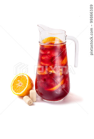Traditional Spanish summer drink Tinto de verano or sangria 99866389