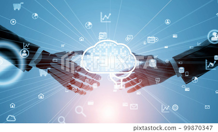 震動機器人和人類 AI 人工智能 99870347