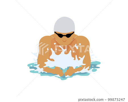 Illustration of breaststroke seen from the front 99873247