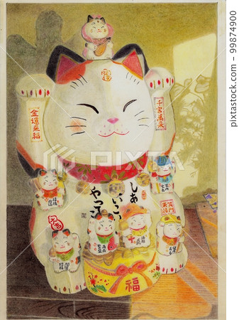 Oversized Lucky Cat and Seven Lucky Cats 99874900