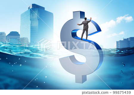 Concept of dollar sinking in the sea 99875439