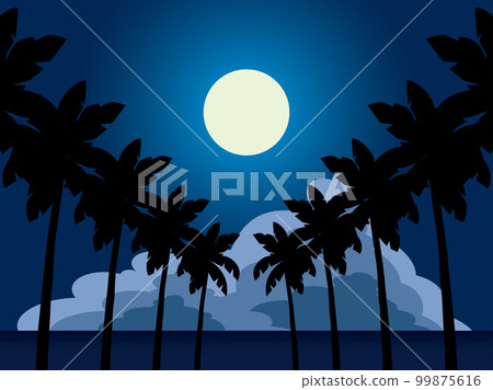 sea, moon, clouds, palms 3-6 sea, moon, clouds, palms 3-6 99875616
