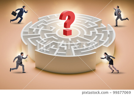 Business people trying to find a way out of maze Business people trying to find a way out of maze 99877069