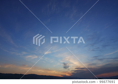 Spring sunrise sky and mountain silhouette・Sky main・220502am Spring sunrise sky and mountain silhouette・Sky main・220502am 99877691