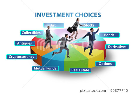 Concept of various financial investment options 99877740