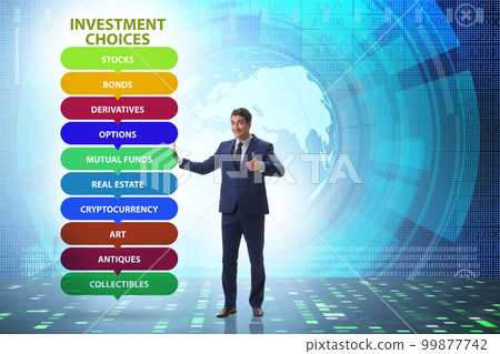 Concept of various financial investment options 99877742