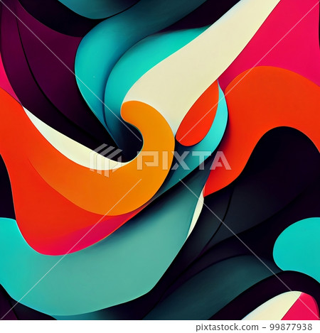 Psychedelic swirls and curves: Use bold, bright colors and fluid lines to create a groovy, psychedelic pattern Generative AI, illustration 99877938