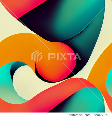 Psychedelic swirls and curves: Use bold, bright colors and fluid lines to create a groovy, psychedelic pattern Generative AI, illustration 99877940