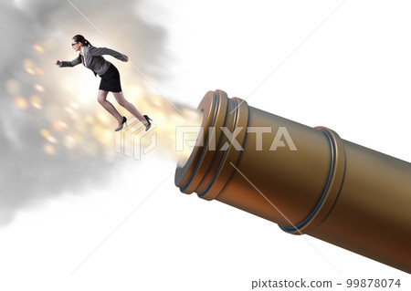 Concept with cannon and businessman Concept with cannon and businessman 99878074