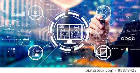 Telehealth theme with businessman Telehealth theme with businessman 99878422