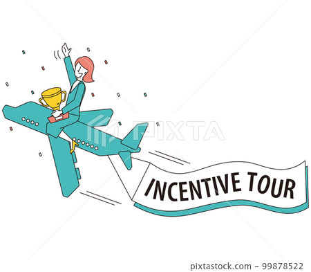 通過獎勵獲得獎勵旅行的女性商務人士 99878522