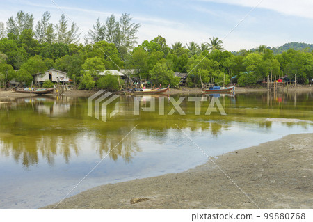 small fisherman village at Chang Lang Beach,Trang,Thailand. 99880768