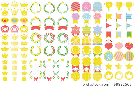Colorful and cute pattern ranking illustration crown laurel etc. Colorful and cute pattern ranking illustration crown laurel etc. 99882565