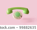 The handset and disc of an old retro phone on a pink background with the absence of the device 99882635