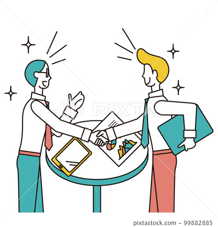 一個男性商人和一個握手達成商業交易的西方人 99882885