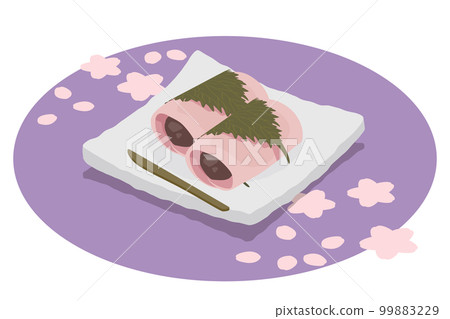 Isometric vector illustration of Sakuramochi Sakuramochi (Kanto style, Chomeiji) Isometric vector illustration of Sakuramochi Sakuramochi (Kanto style, Chomeiji) 99883229