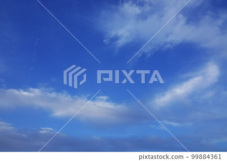 Spring evening sky with various clouds / wide angle / sky mainly / 220505pm Spring evening sky with various clouds / wide angle / sky mainly / 220505pm 99884361