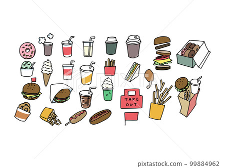 快餐手繪鬆散圖標 99884962