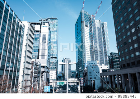 Tokyo Redevelopment High-rise buildings under construction around Shibuya Station and Metropolitan Expressway 2023.02 d-3 Cool color 99885445
