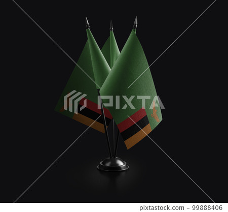 Small national flags of the Zambia on a black background Small national flags of the Zambia on a black background 99888406
