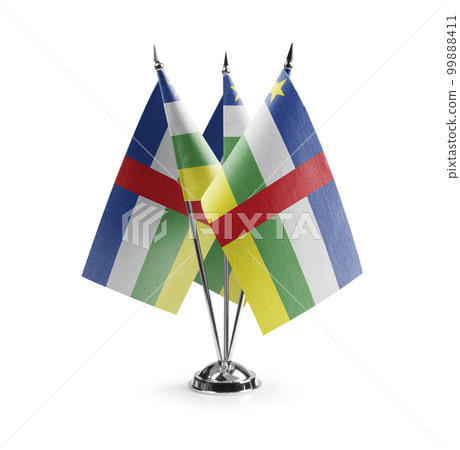 Small national flags of the Central African Republic on a white background 99888411