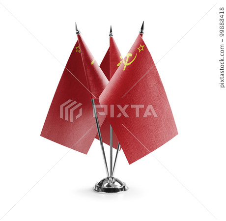 Small national flags of the USSR on a white background 99888418