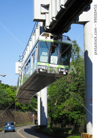 Shonan Monorail running on the road Shonan Monorail running on the road 99888458