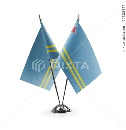 Small national flags of the Aruba on a white background 99888475