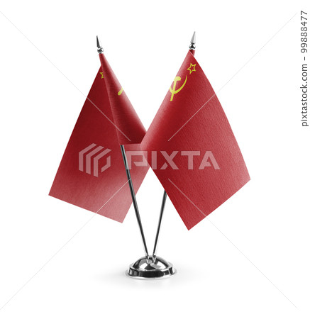 Small national flags of the USSR on a white background 99888477