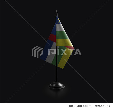 Small national flag of the Central African Republic on a black background 99888485