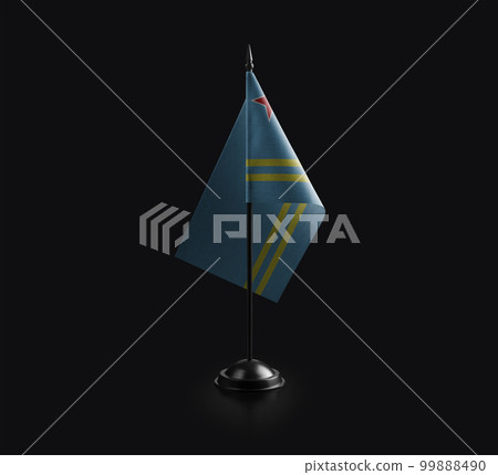 Small national flag of the Aruba on a black background 99888490