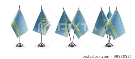 Small national flags of the Aruba on a white background 99888555
