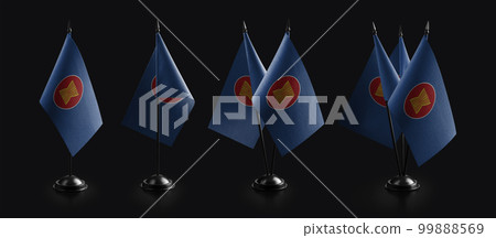 Small national flags of the ASEAN on a black background 99888569