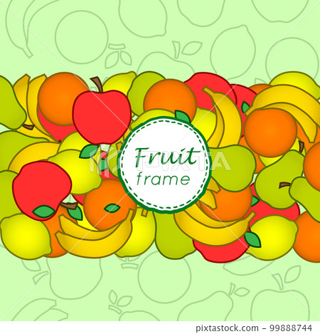 Fruit vector frame. Illustration with apll, banana and other fruits 99888744